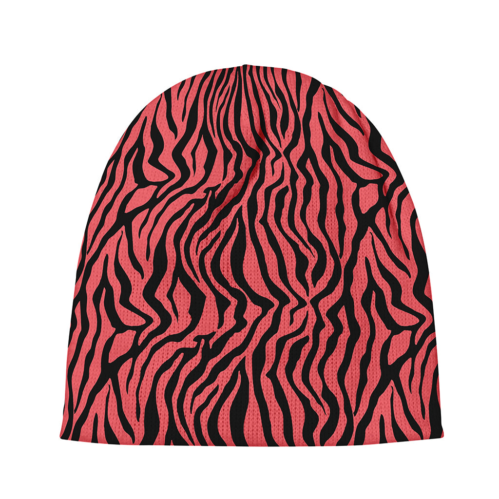 Pink And Black Tiger Stripe Print Beanie