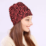 Pink And Black Tiger Stripe Print Beanie