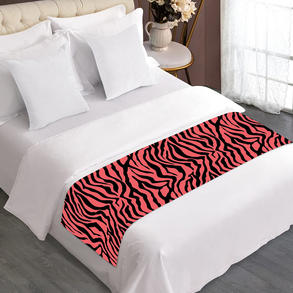 Pink And Black Tiger Stripe Print Bed Runner