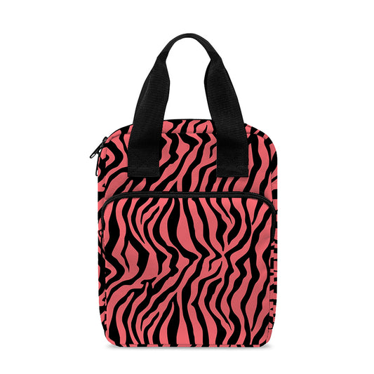 Pink And Black Tiger Stripe Print Bible Tote Bag
