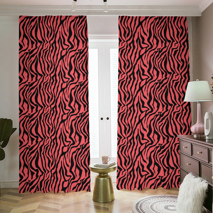 Pink And Black Tiger Stripe Print Blackout Pencil Pleat Curtains