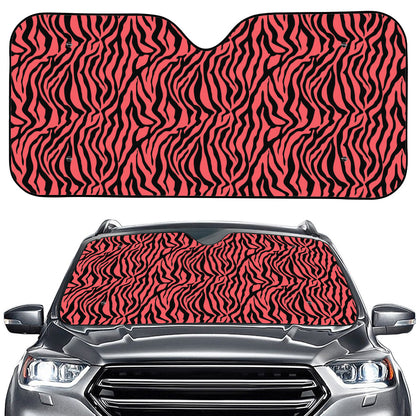 Pink And Black Tiger Stripe Print Car Windshield Sun Shade