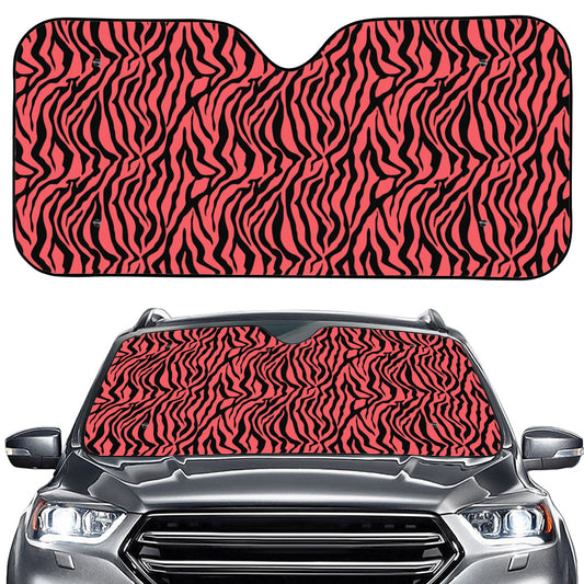 Pink And Black Tiger Stripe Print Car Windshield Sun Shade