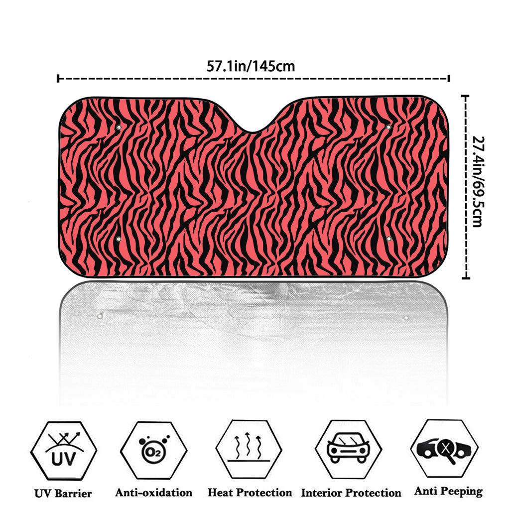 Pink And Black Tiger Stripe Print Car Windshield Sun Shade