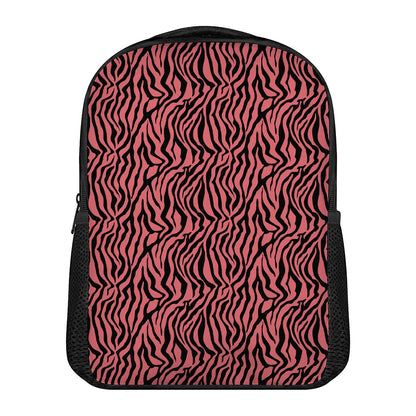 Pink And Black Tiger Stripe Print Casual Backpack