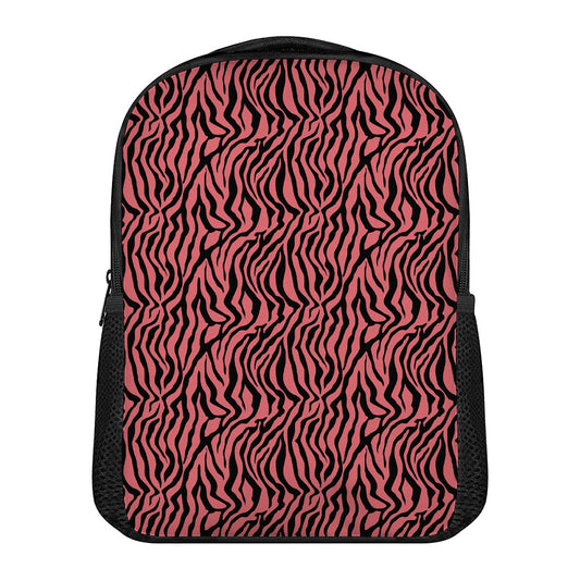 Pink And Black Tiger Stripe Print Casual Backpack