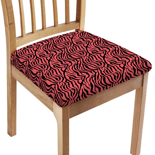Pink And Black Tiger Stripe Print Chair Cushion Cover