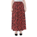 Pink And Black Tiger Stripe Print Chiffon Maxi Skirt