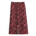 Pink And Black Tiger Stripe Print Cotton Front Slit Maxi Skirt