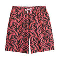 Pink And Black Tiger Stripe Print Cotton Shorts