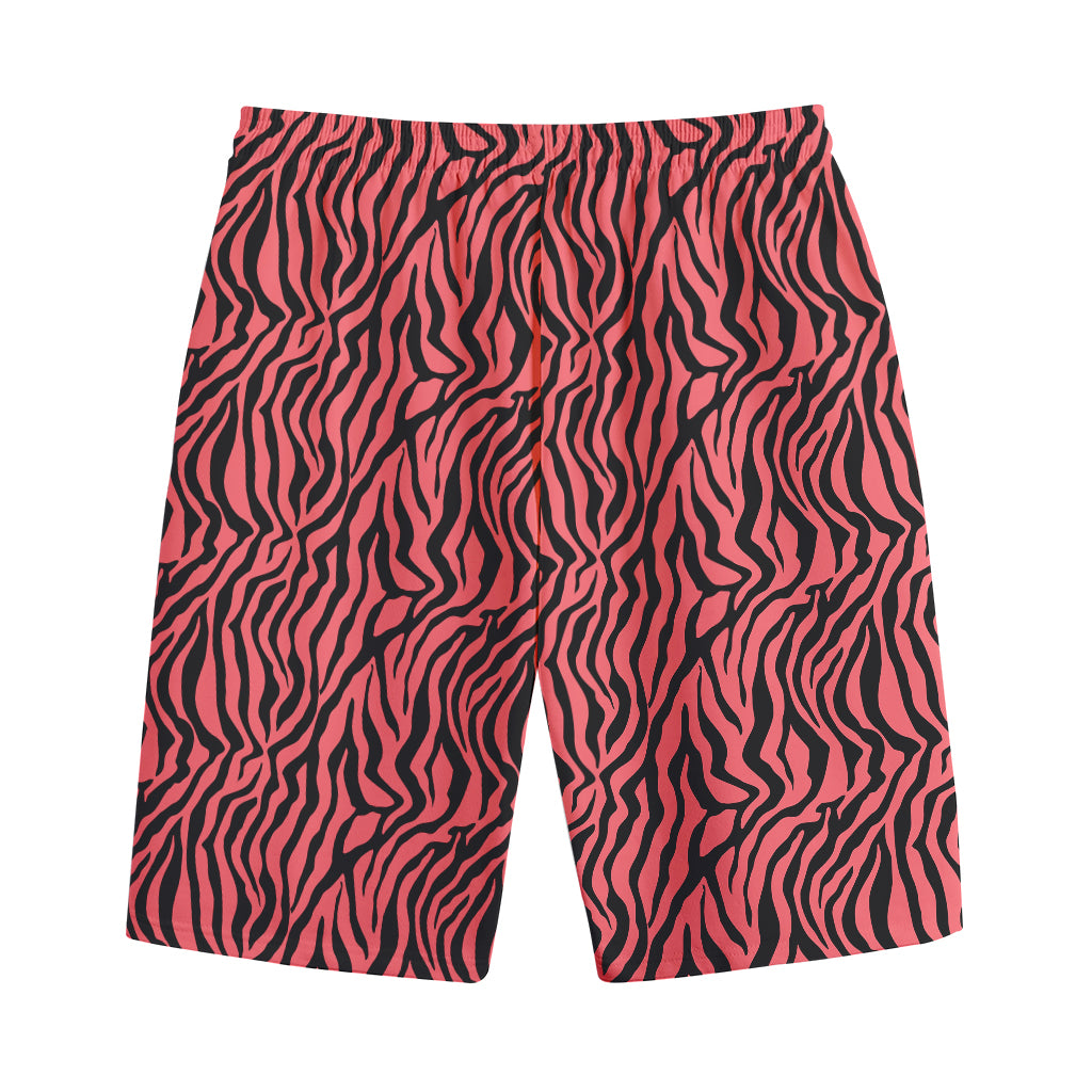 Pink And Black Tiger Stripe Print Cotton Shorts