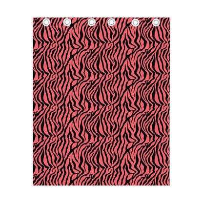 Pink And Black Tiger Stripe Print Curtain