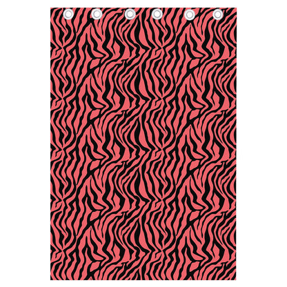 Pink And Black Tiger Stripe Print Curtain