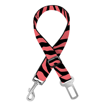 Pink And Black Tiger Stripe Print Dog Seat Belt