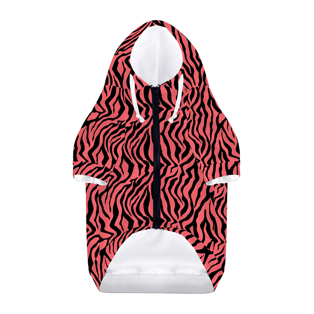 Pink And Black Tiger Stripe Print Dog Zip Up Hoodie