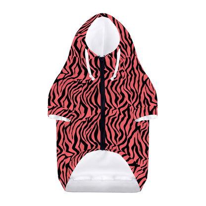 Pink And Black Tiger Stripe Print Dog Zip Up Hoodie