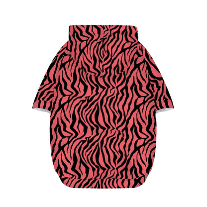Pink And Black Tiger Stripe Print Dog Zip Up Hoodie