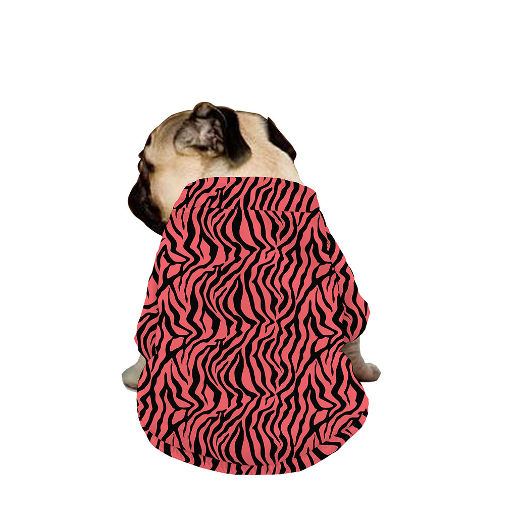 Pink And Black Tiger Stripe Print Dog Zip Up Jacket