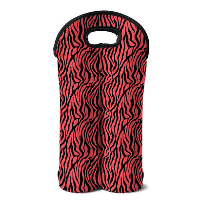 Pink And Black Tiger Stripe Print Double Neoprene Wine Tote