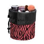 Pink And Black Tiger Stripe Print Drawstring Makeup Bag