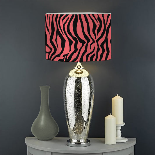 Pink And Black Tiger Stripe Print Drum Lamp Shade