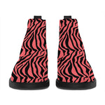 Pink And Black Tiger Stripe Print Flat Ankle Boots