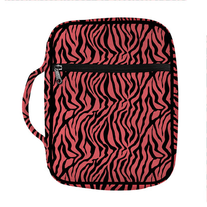 Pink And Black Tiger Stripe Print Front Pocket Bible Bag