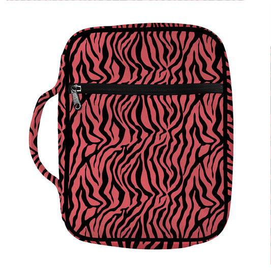 Pink And Black Tiger Stripe Print Front Pocket Bible Bag