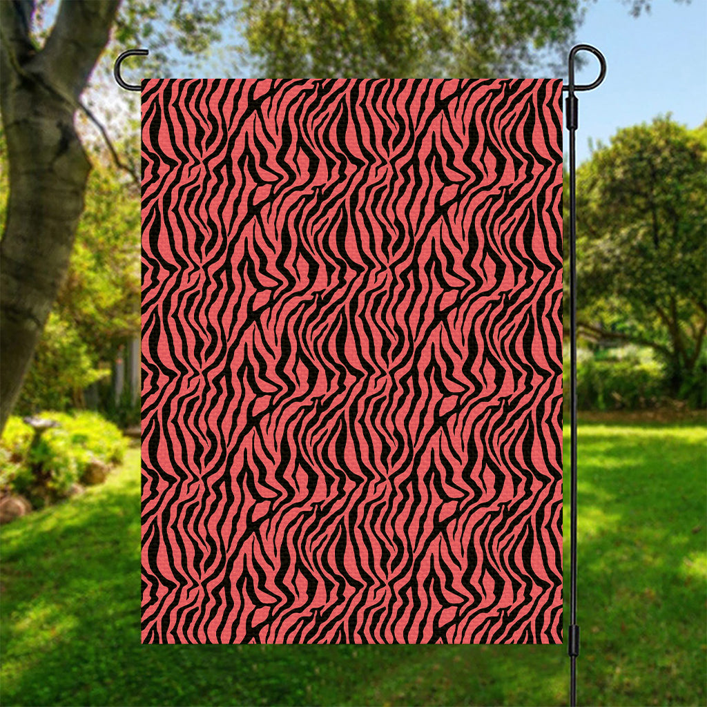 Pink And Black Tiger Stripe Print Garden Flag