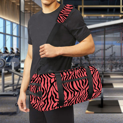 Pink And Black Tiger Stripe Print Gym Bag