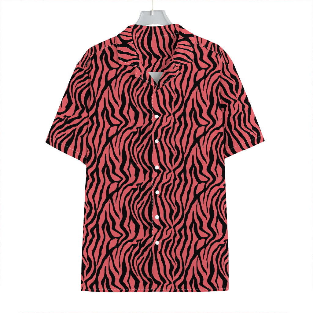 Pink And Black Tiger Stripe Print Hawaiian Shirt