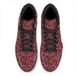 Pink And Black Tiger Stripe Print High Top Leather Sneakers