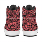 Pink And Black Tiger Stripe Print High Top Leather Sneakers
