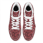 Pink And Black Tiger Stripe Print High Top Leather Sneakers