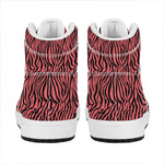 Pink And Black Tiger Stripe Print High Top Leather Sneakers