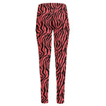 Pink And Black Tiger Stripe Print High-Waisted Pocket Leggings