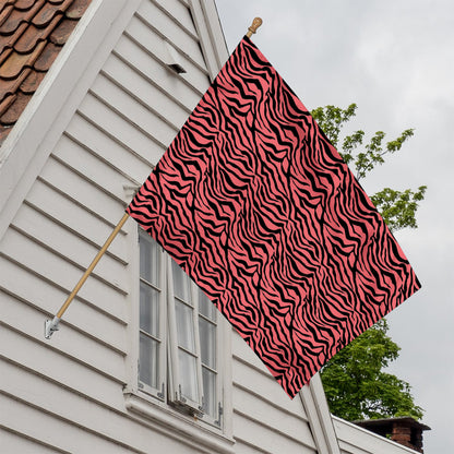 Pink And Black Tiger Stripe Print House Flag