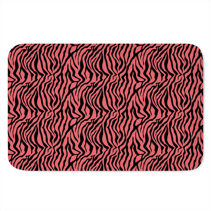 Pink And Black Tiger Stripe Print Indoor Door Mat