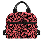 Pink And Black Tiger Stripe Print Insulated Lunch Bag