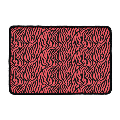 Pink And Black Tiger Stripe Print Kitchen Mat