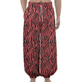 Pink And Black Tiger Stripe Print Lantern Pants