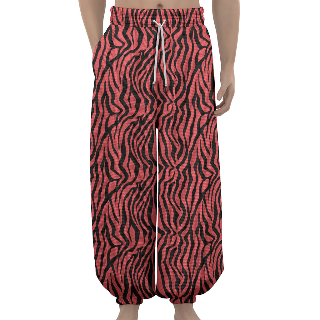 Pink And Black Tiger Stripe Print Lantern Pants