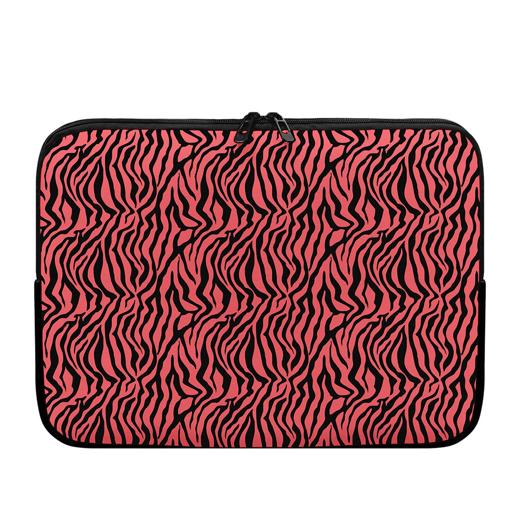Pink And Black Tiger Stripe Print Laptop Sleeve