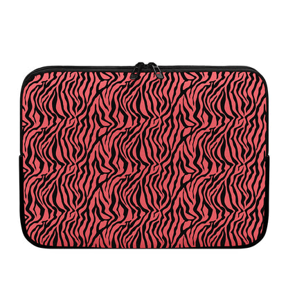 Pink And Black Tiger Stripe Print Laptop Sleeve