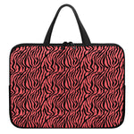 Pink And Black Tiger Stripe Print Laptop Sleeve With Handle