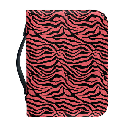 Pink And Black Tiger Stripe Print Leather Bible Cover