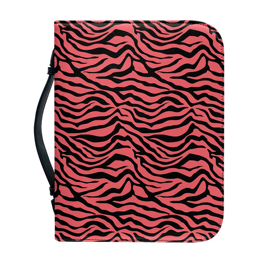 Pink And Black Tiger Stripe Print Leather Bible Cover
