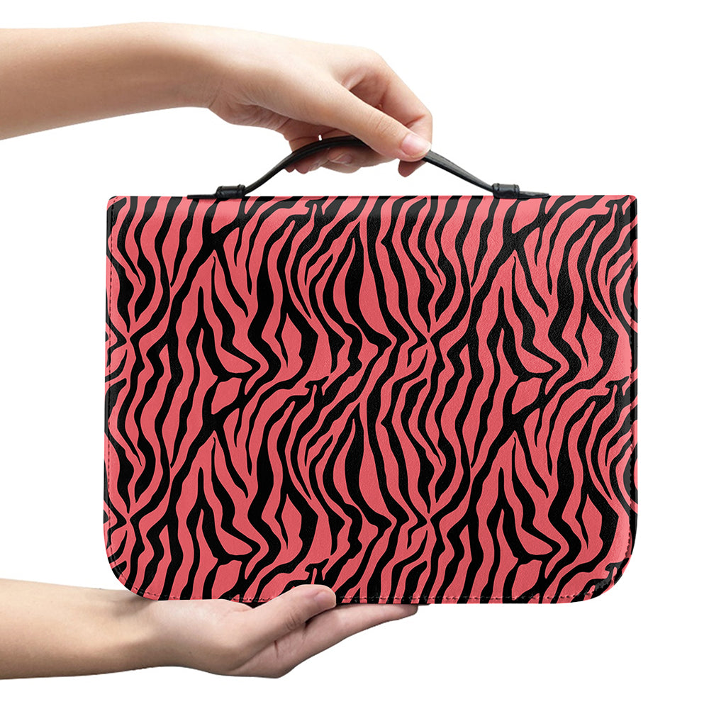 Pink And Black Tiger Stripe Print Leather Bible Cover