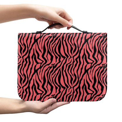 Pink And Black Tiger Stripe Print Leather Bible Cover