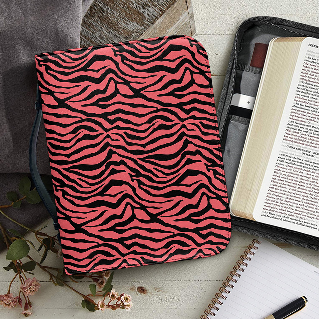 Pink And Black Tiger Stripe Print Leather Bible Cover